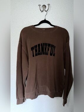 Thankful Brown Crewneck Sweatshirt - Women